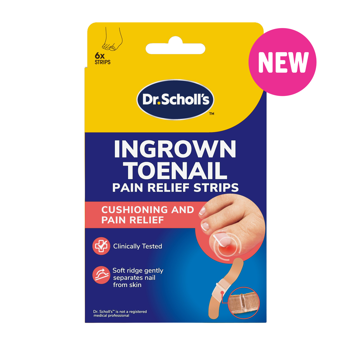 Dr. Scholl's™ smertelindrende strips for inngrodde tånegler – (pakke med 6)