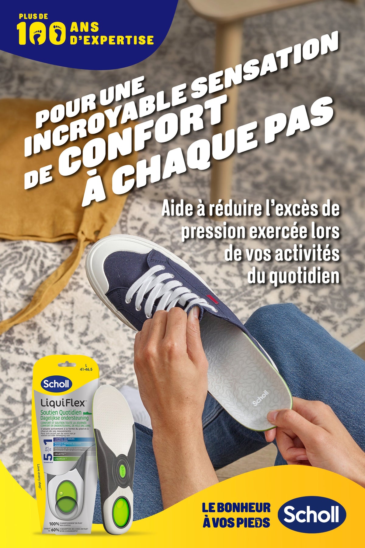 Semelles Scholl LiquiFlex Soutien Quotidien Hommes Pointure 41-46.5