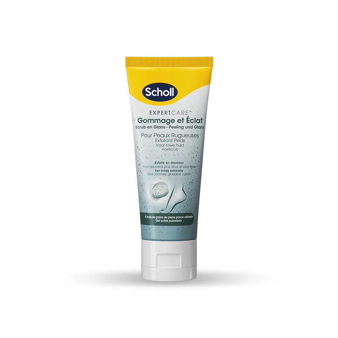 Scholl Crème Pieds Gommage et Éclat pour peaux rugueuses, 75ml