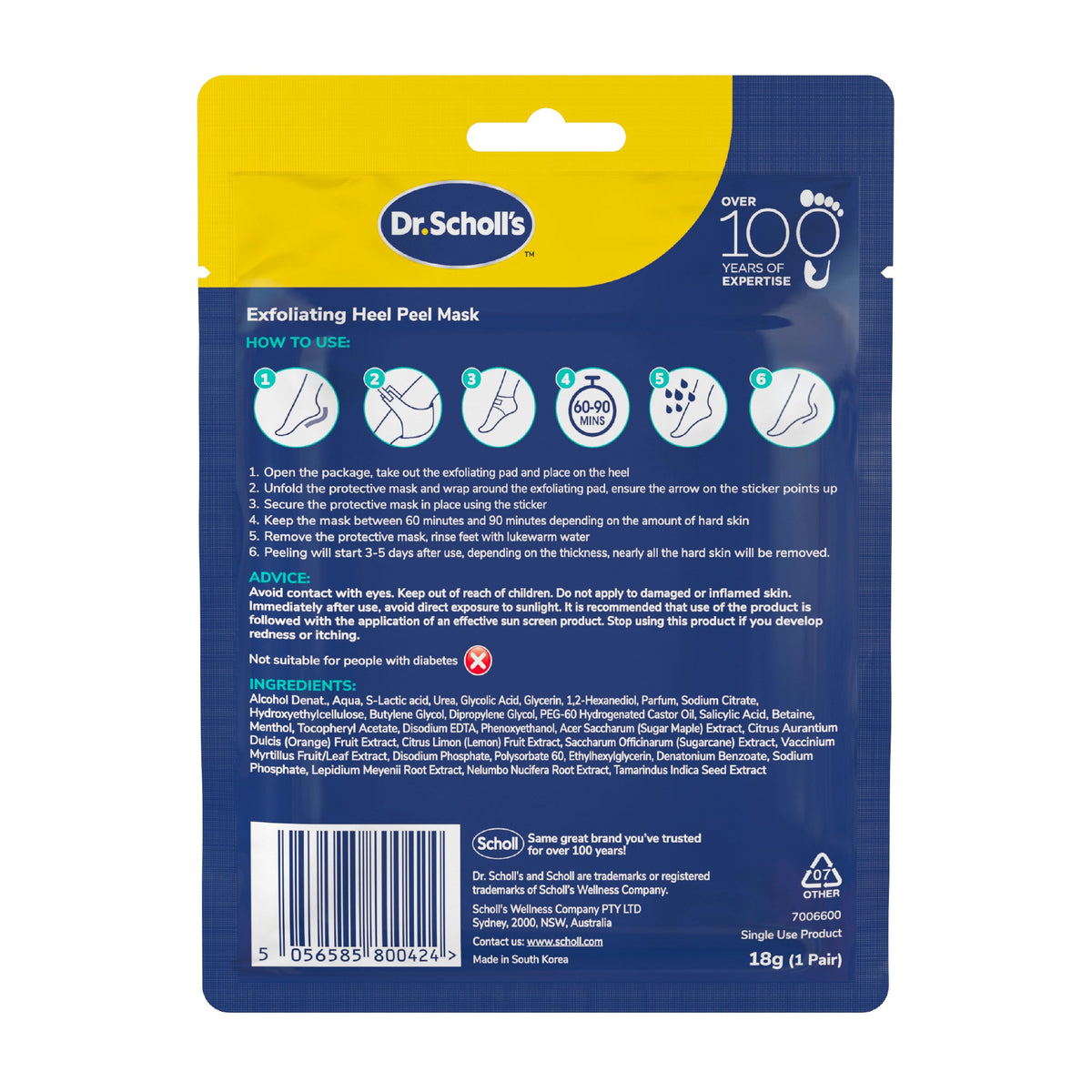 Dr. Scholl’s™ eksfolierende hælmaske