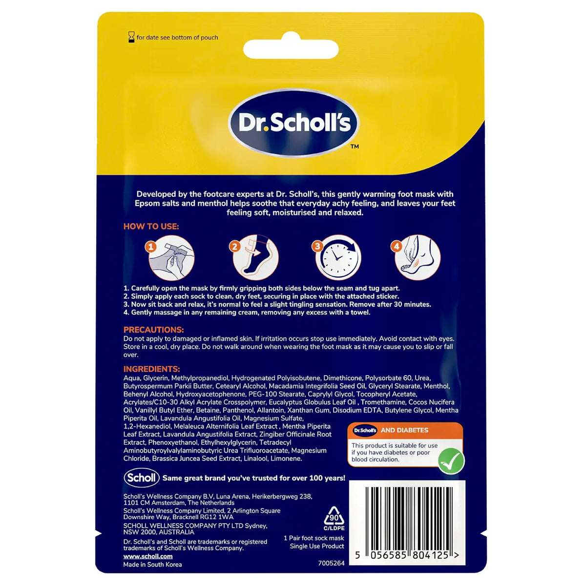 Maschera lenitiva e rivitalizzante per piedi stanchi e doloranti Dr. Scholl’s™