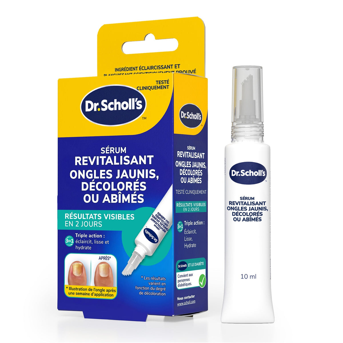 Sérum revitalisant Dr. Scholl’s pour ongles jaunis, décolorés ou abîmés 10ml