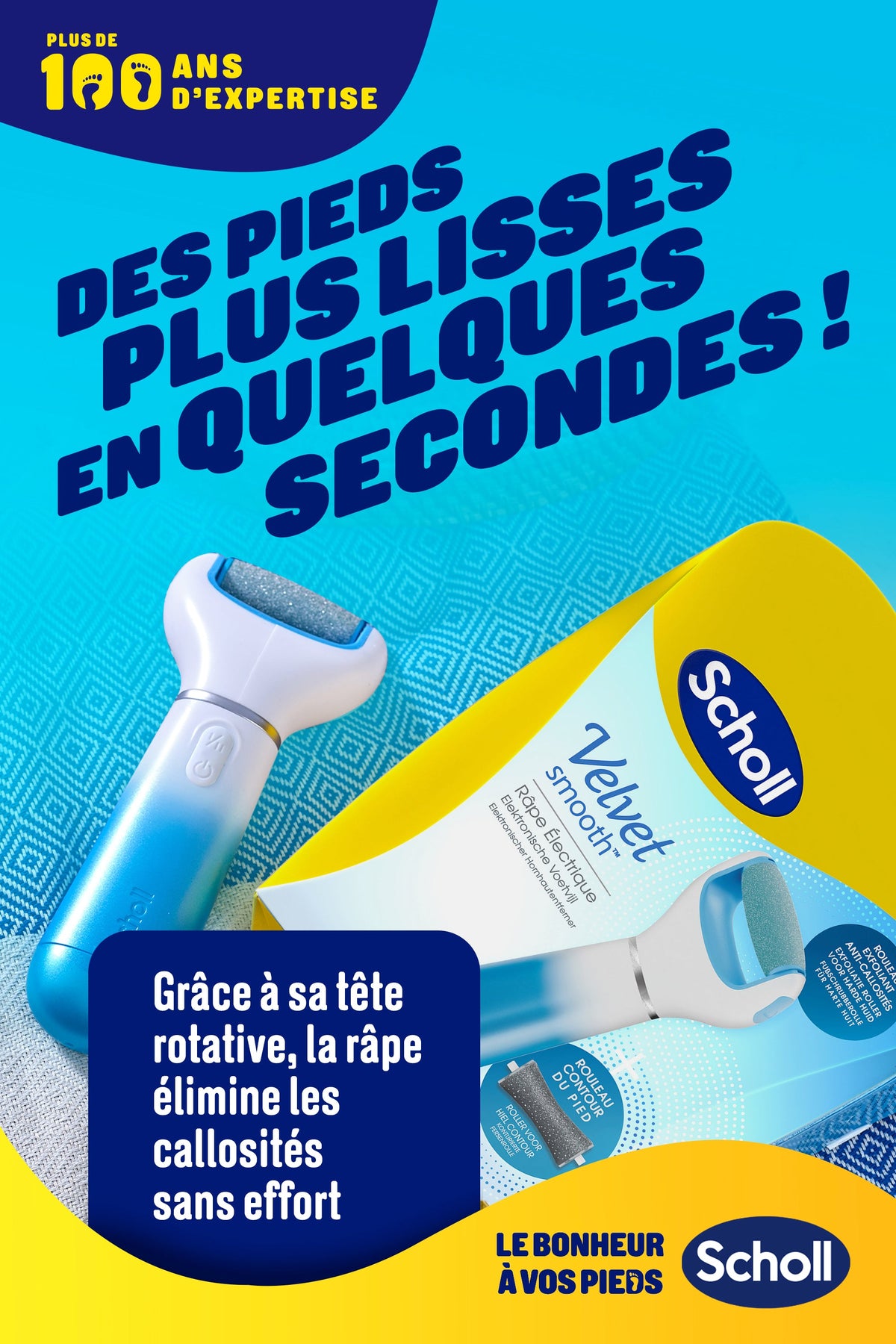 Râpe Electrique Pieds Scholl Velvet Smooth Exfoliante & Contour du pied