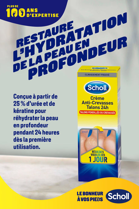 Crème Scholl anti-crevasses pour les talons 24h