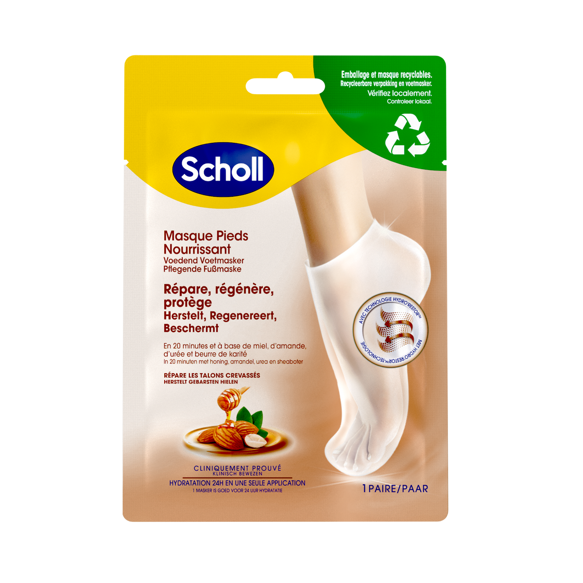 Maschera nutriente e idratante per piedi al miele e mandorla per pelle secca Scholl