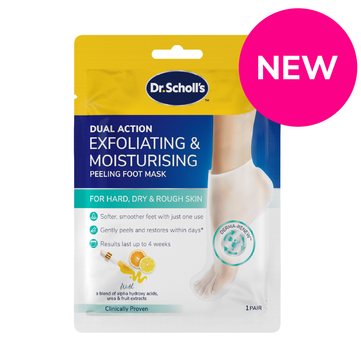 Dr.Scholl’s - Máscara esfoliante e hidratante para pés, de dupla ação