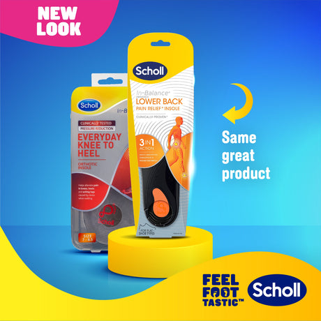 Scholl In-Balance® ortopediska inlägg för lindring av smärta i nedre delen av ryggen