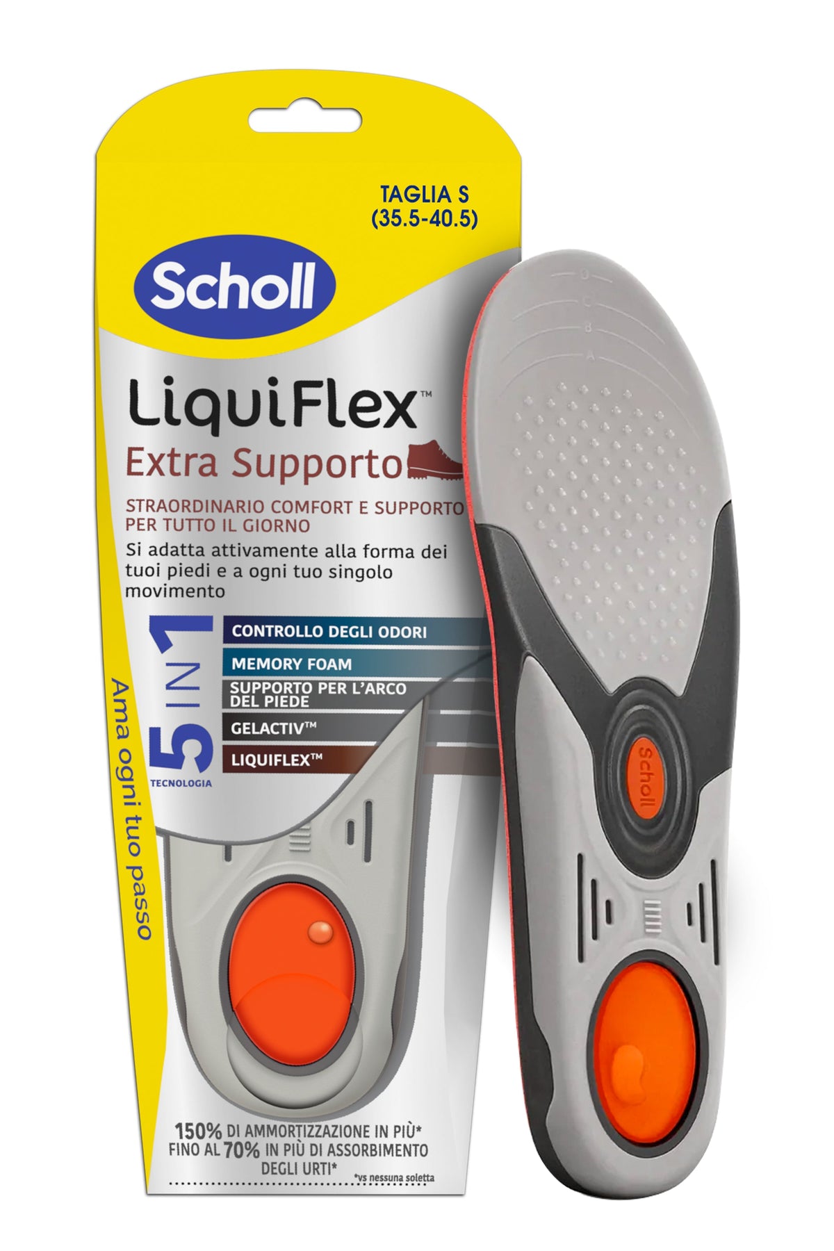 Scholl LiquiFlex™ Extra Supporto per scarpe da lavoro, stivali e scarpe antinfortunistiche, taglia S