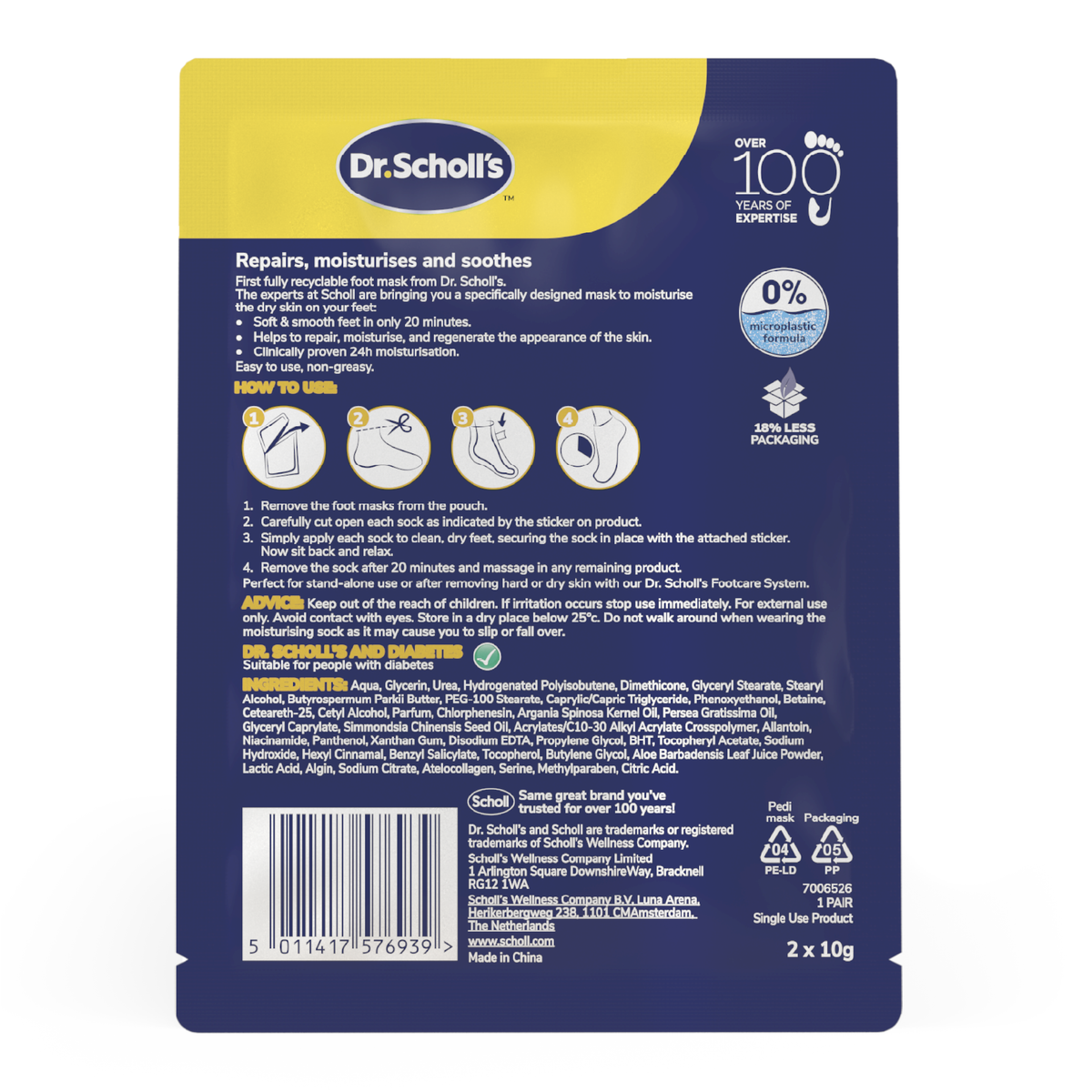 Masque nourrissant pour les pieds Dr. Scholl’s™ pour peau très sèche – 1 paire