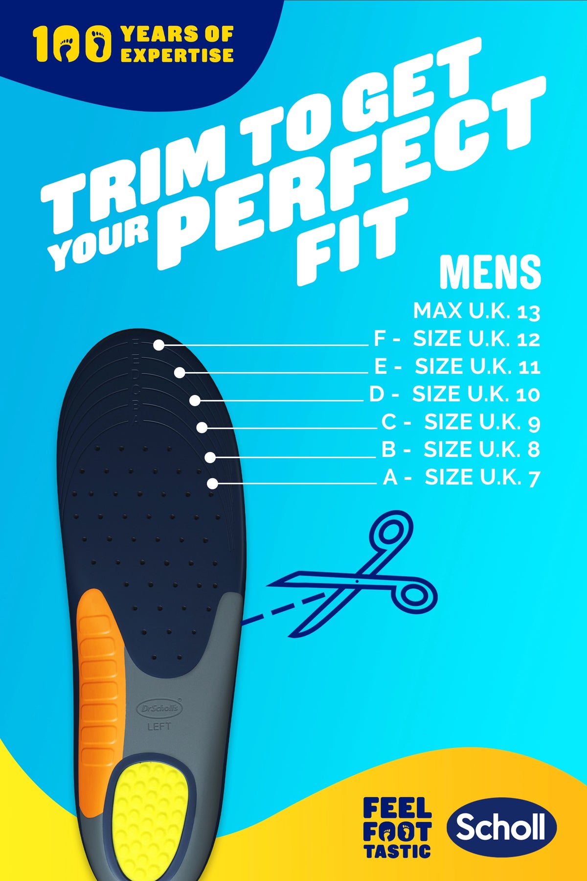 Soletti di sostegno rinforzato Dr. Scholl's da uomo, taglia UK 7-12