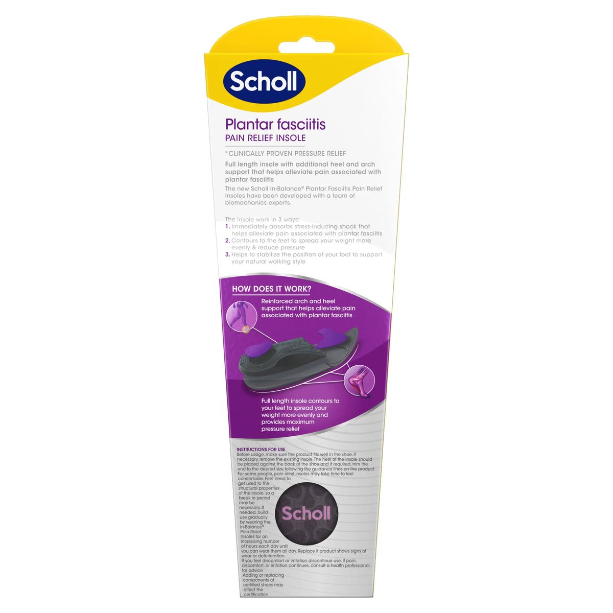 Scholl Insoles S (4.5 – 6.5) Plantar Fasciitis Pain Relief Insoles Small
