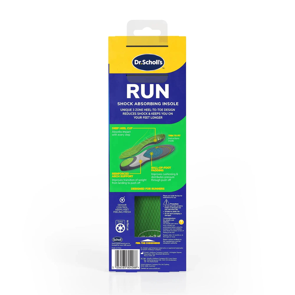 Scholl Insoles S (3.5-7.5) Run Shock Absorbing Insoles - Small