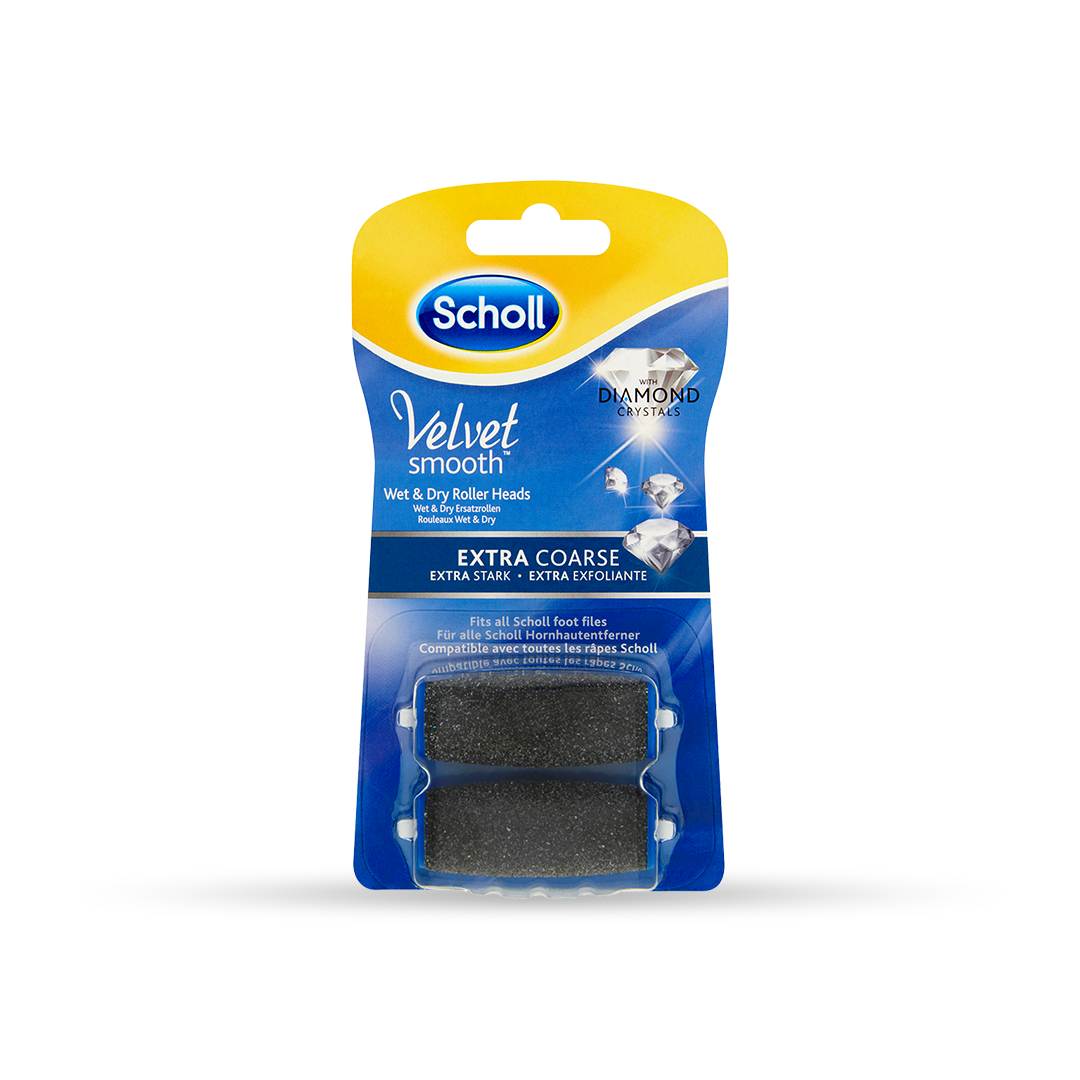 Scholl Velvet Smooth™ ekstra ru rullehoveder med diamantkrystaller 2 stk.
