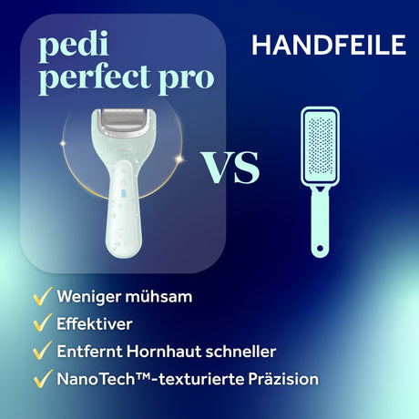 Scholl Site DE Care Dr. Scholl’s Pedi Perfect Pro Wasserdichter, Wiederaufladbarer, Elektrischer Fußhornhautentferner mit x3 Rollenköpfen